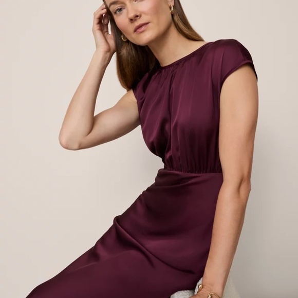 Ann Taylor Satin Midi Dress - Picture 3 of 4